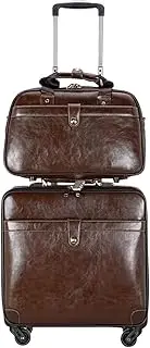 [KYUSAR] Carry On Luggages Suitcase 2-piece Suitcase Set, Silent Universal Wheel PU Leather Trolley Case, Boarding Case Luggage Suitcases (Color : Brown, Size : 2piece)