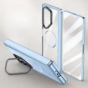 Case for Samsung Galaxy Z Fold6, Shockproof and Drop-Proof, Lightweight and Ultra-Thin Transparent Case, Built-in Screen Protector and Stand (for Galaxy Z Fold6,Blue)