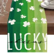 St Patricks Day Table Runner, Green Clover Shamrocks St Patrick's Day Table R...