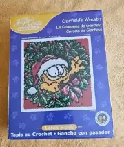 J&P Coats Latch Hook Crochet Garfield's Christmas Gift Santa Hat 24"x24" Sealed