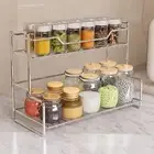 2 Tier Spice Rack Countertop Organizer Seasoning Stand Upright Bottle Drying