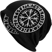 [TQWSVUM] Norse Mythology Slouchy Skull Caps - Viking Compass Thor's Hammer Printed Beanie Pirate Hat for Men Women(Vegvisir B,Get One)
