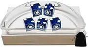 Cyber-Deals Craps Dice Kit - Authentic Las Vegas Casino 19mm Craps Dice (Set of 5), Acrylic Dice Boat, Dice Storage Pouch (Four Queens (Blue Polished))