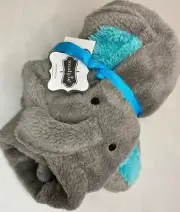 Mud Pie Mudpie Gray Elephant Plush Baby Blanket Lovey Soft Velboa 25" x 33"
