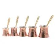 Turkish Copper Coffee Pot Set for Stovetop, 5 Pcs Arabic Greek Coffee Maker Set