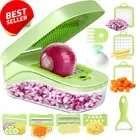 Vegetable Chopper, Mandoline Slicer, 6-in-1, Cutter, Dicer, Container, Lids