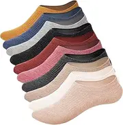 [DF DUALFERV] No Show Socks Womens, 10 Pairs Low Cut Socks Women, Invisible Comfort Ankle Socks for Women, No Show Socks for Women Non Slip, Breathable Lightweight Socks for Daily Wear, Multicolor,