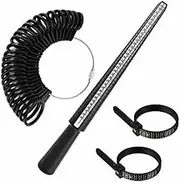 Ring Sizer Measuring Tool Set, Black Plastic Ring Sizer Gauge Set Ring Mandrel Measuring Stick Jewelry Making Tools for Jewelry Sizing Measuring