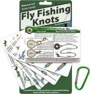 Waterproof Fly Fishing Knot Cards: 14 Essential Knots with Mini Carabiner