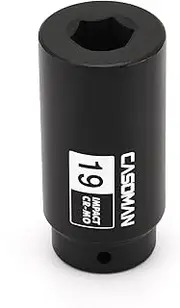CASOMAN 1/2"Drive 19mm Crank Bolt Socket for Honda, Harmonic Balancer Socket, 3 Times Momentum Power of Standard Impact Sockets, CR-MO