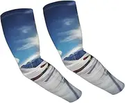[FHEDVBN] Winter Skiing Arm Sleeves Compression Arm Covers for Men Women Outdoor Sun Sleeves Cooling Sports Sleeve, Black