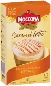 Moccona Cafe Style Caramel Latte Coffee (10 Sachets)