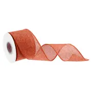 Burlap Ribbon Wired Edge Ribbons Orange 2 Inch x 10 Yard With Roller