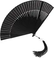 GREENADSCAPE Vintage Style Hand Fan Folding Hand Fan Elegant Black Chinese Fan for Stage Performance Decorati