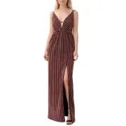 Aidan by Aidan Mattox Womens Red Metallic Evening Dress Gown 14 BHFO 2526