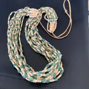 Shell Green Turquoise Southwestern Santo Domingo 11 Strands Necklace 38" 12054