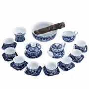 Complete Tea Set Blue-and-white Porcelain Teapot Gaiwan Washing Bowl Pitcher Cup