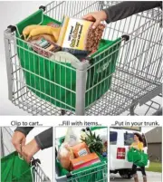 4 x Reusable Supermarket Shopping Trolley Clip-on Large Foldable Grab Handle Bag