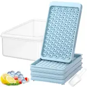 Light Blue 1 Set Ice Box Mold Kit 4Pcs Round Ice Cube Trays with Lid Ice_Bucket