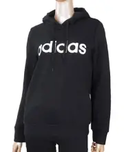 Adidas Women Essential Linear Hoody L/S Shirts Black Top Casual Jersey DP2403