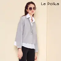 在飛比找momo購物網優惠-【Le Polka】假兩件式襯衫領上衣-女