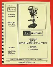 CRAFTSMAN 113.213720 8" Bench Drill Press Owner Instructions & Parts Manual 0883