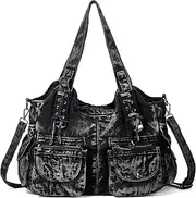 [YeFine] Casual Washed Denim Shoulder Bags Top Handle Lady's Hobo Bags Women Purses And Handbags
