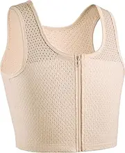 XUJI Chest Binder FTM Transgender Zip Up Binder Breathable Breast Cool Fabric Tank Top
