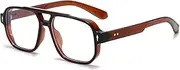 [LJCZKA] Pilot Blue Light Blocking Glasses Women Men 70s Retro Square Frame Oversized Computer Eyeglasses Anti Glare Clear Lens