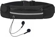Running Bum Bag, Adjustable Running Belt Waist Packs, Workout Fanny Pack, Ultra Light Waist Pouch, Fitness Waist Phone Holder, Sports Money Zip Belt Waistband Bag with Headphone Port