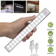 LED Motion Sensor Under Cabinet Closet Light USB Rechargeable Stairs Night Lamp