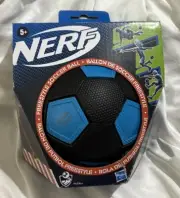 Nerf Hasbro Sports Freestyle Foam Soccer Ball, 5 inch Black and Blue