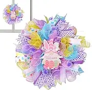 Easter Wreath for Front Door, Cute Bunny Wreath, Easter Gnome Decorations, Spring Welcome Door Wreath, Cute Easter Wreaths for Decoration for Indoor Outdoor Home Farmhouse