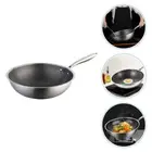 Uncoated Wok Stainless Pan Non Stick Frying Nonstick Skillet Steel Pans