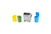 4pc Bruder Garbage Can Dumpster Rubbish Bin Kids Mini Toy Green Blue Yellow Set