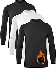 [Rolimaka] 2/3 Pack Boys' Girls' Thermal Compression Shirt Fleece Lined Base Layer Top Youth Long Sleeve Athletic Undershirt