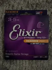 New Elixir Nanoweb 80/20 Bronze Light Acoustic Guitar Strings 11052 1 Set 12-53