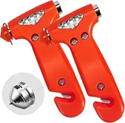 2 Pack Car Safety Hammer, 3-in-1 Emergency Escape Tool Window Breaker and Seat Belt Cutter with Light Reflective Tape for Family Safety Emergency Car Escape Tool for Car (Red)