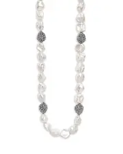 Lagos Sterling Silver Luna Keshi Pearl & Caviar Bead Collar Necklace, 18
