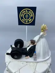 Funny Olympic weightlifting With Barbell Bride and Groom Wedding cake topper