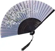 [WRhexande] Black Silk Folding Fan Bamboo Dance Hand Fan Home Hand Fan Can be Used as Shooting Props Clothing Accessories Decorations