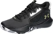 [Under Armour] Grade School Lockdown 6 Basketball Shoe, (003) Black/Black/Metallic Gold, 5.5 US Unisex Big Kid