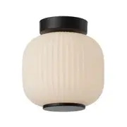 Telbix Bobo 20cm Ribbed Glass Paper Lantern Style Batten Fix