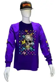 NEW DGK (Dirty Ghetto Kids) Large Long Sleeve T-Shirt Purple w/Skull In Center