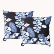 Renee Taylor Poly Velvet Printed Bush Land 50x50cm Twin Pack Filled Cushion