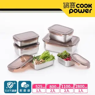 【CookPower 鍋寶】316不鏽鋼保鮮盒巧婦6件組(EO-BVS2811Z280Z2531)