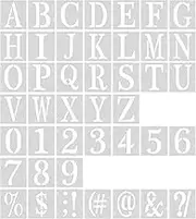 AIEX 43pcs Letter and Number Templates, Reusable Plastic Uppercase Letter Stencils Alphabet Stencils Punctuation Marks Symbol Numbers Craft Stencils for Scrapbook Painting DIY Craft (2 Inch)