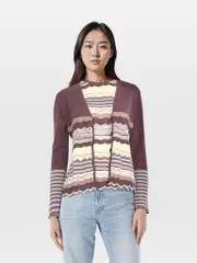 Knit Zig Zag Pattern Cardigan & Top