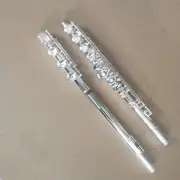 Excellent 17 Open French Flute with Case Silvering Band