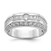 14k White Gold Men's 1.8 carat Diamond Complete Ring